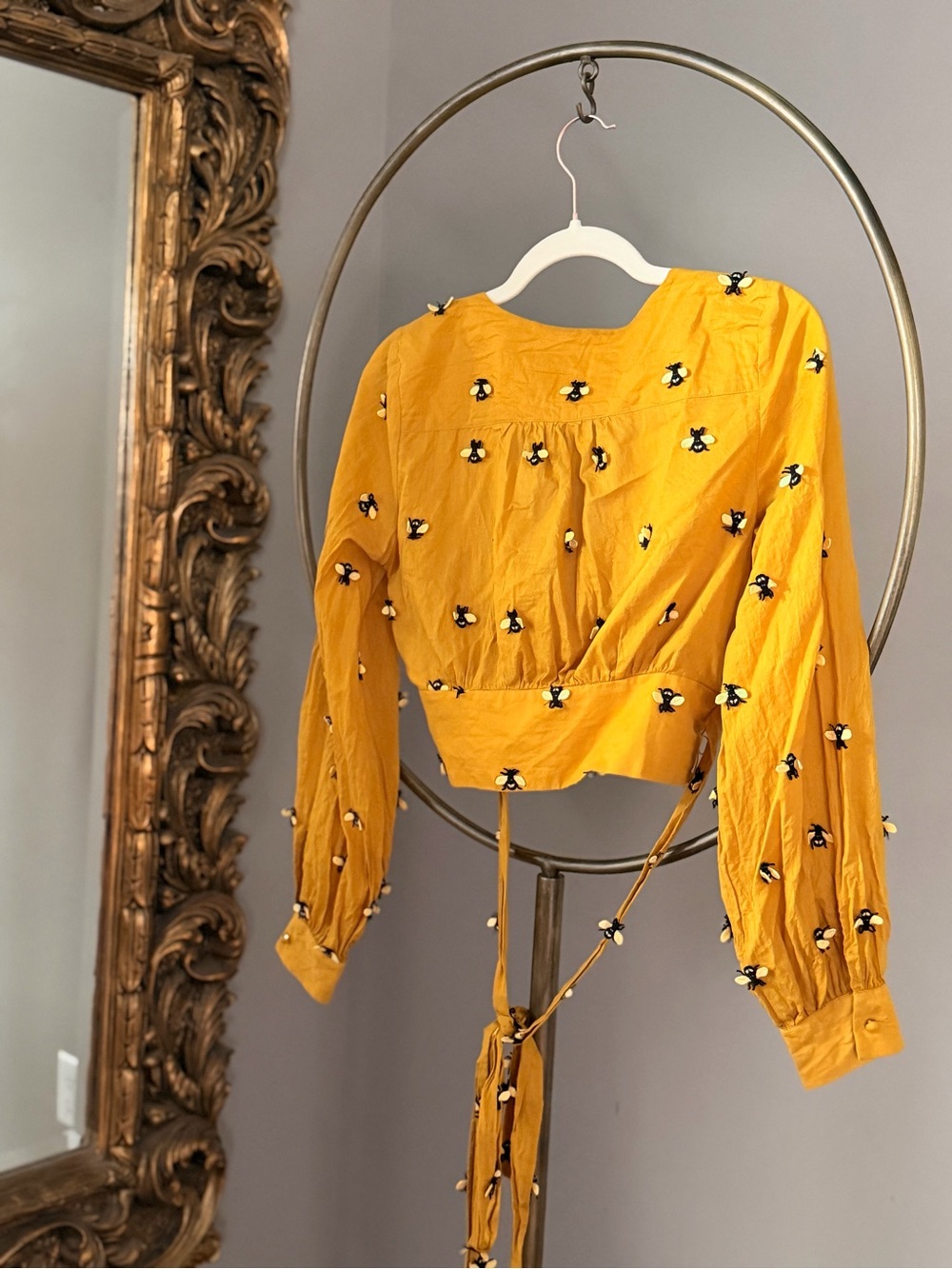 Anthropologie Maeve Embroidered Bee Wrap Top - Picture 8 of 9